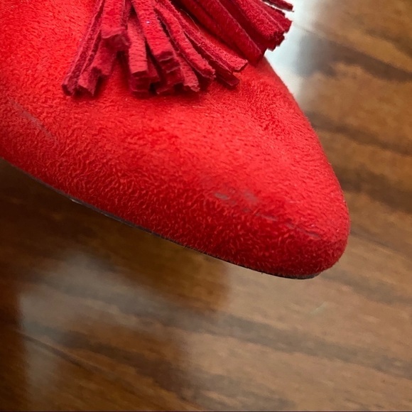 J. Crew Red Edie MicroSuede Tassel Loafer Flats, 6 - Picture 3 of 14
